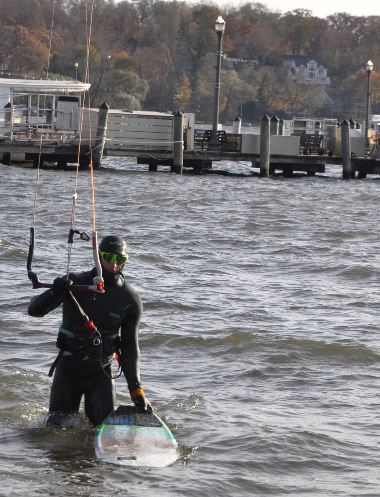 Charlie Vogel heads his way back up to Riviera Beach after finishing a kite boarding lap.